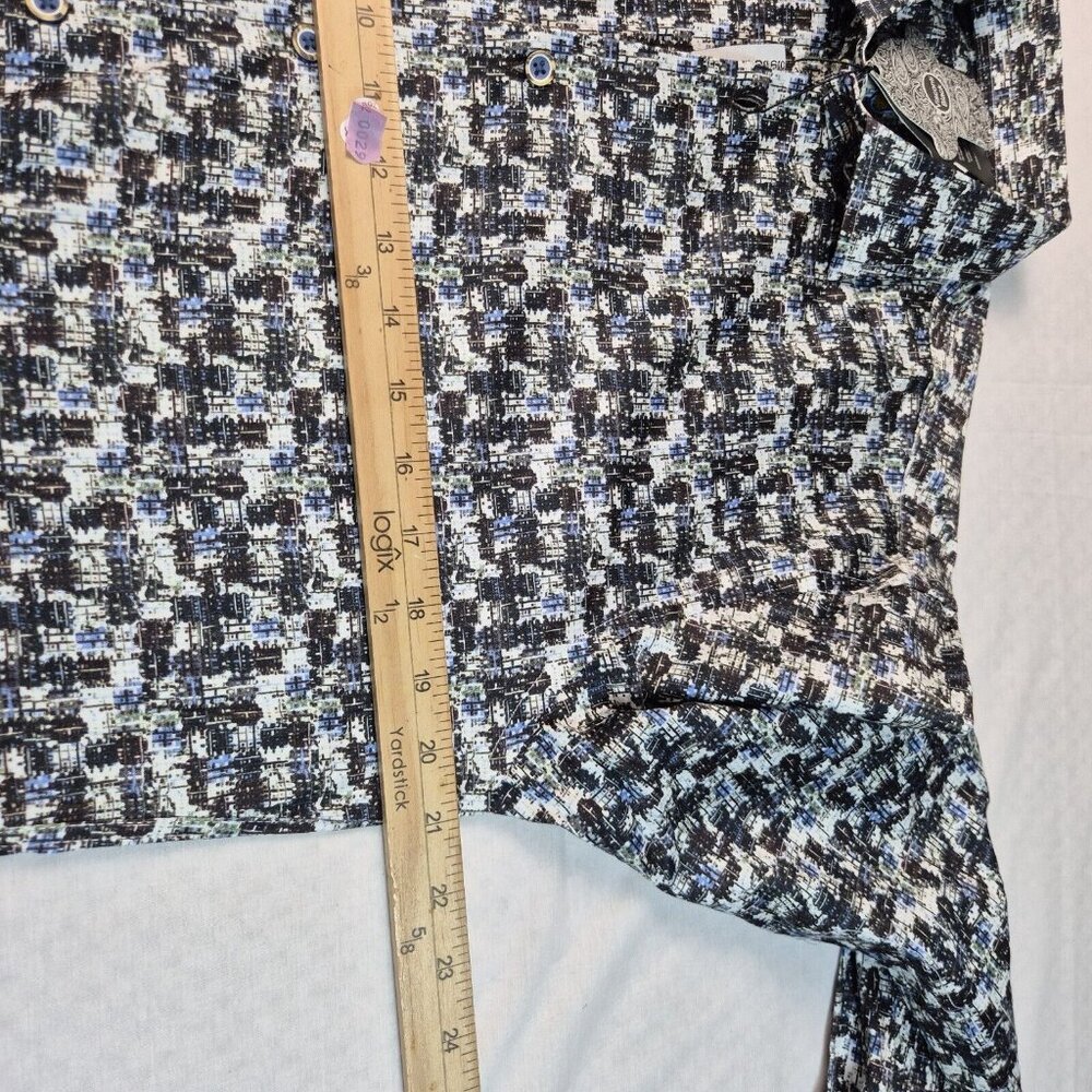 Visconti Black Button Up Flip Cuff Long Sleeve Shirt Men's Size S Black White (8 - Picture 8 of 9